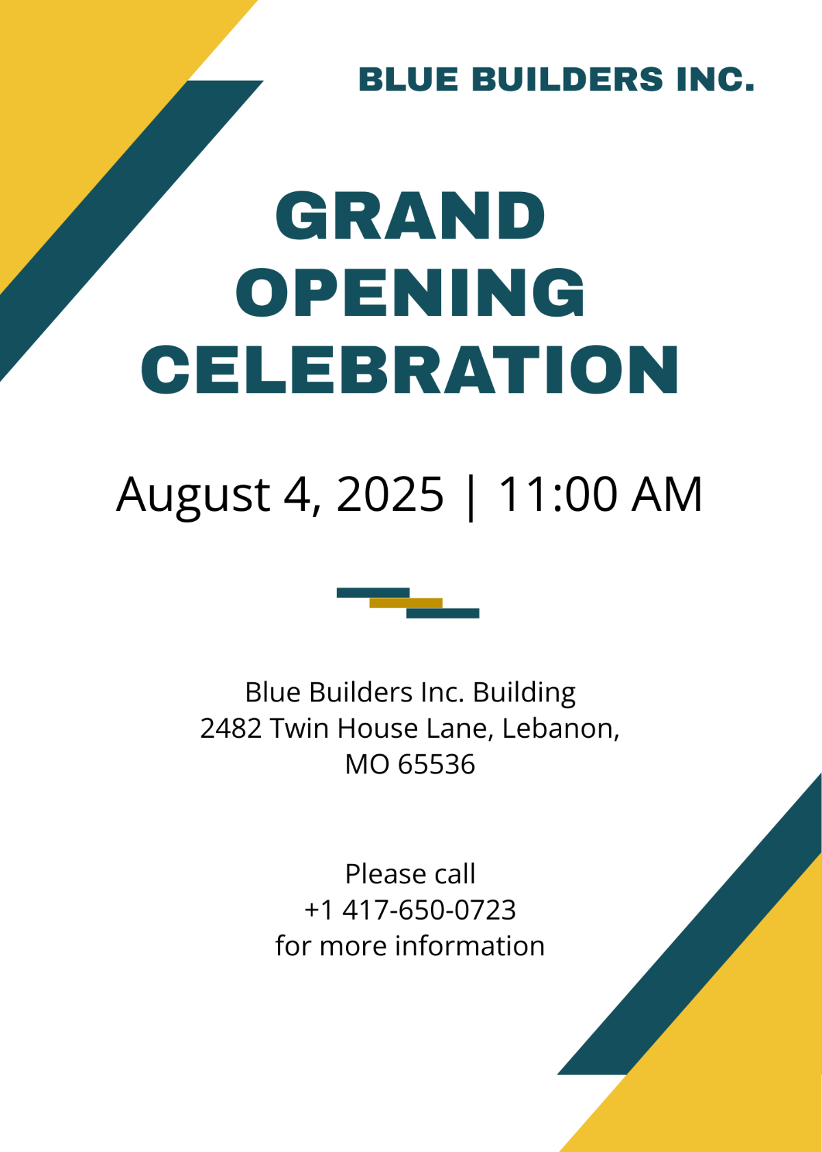 Grand Opening Construction Company Invitation