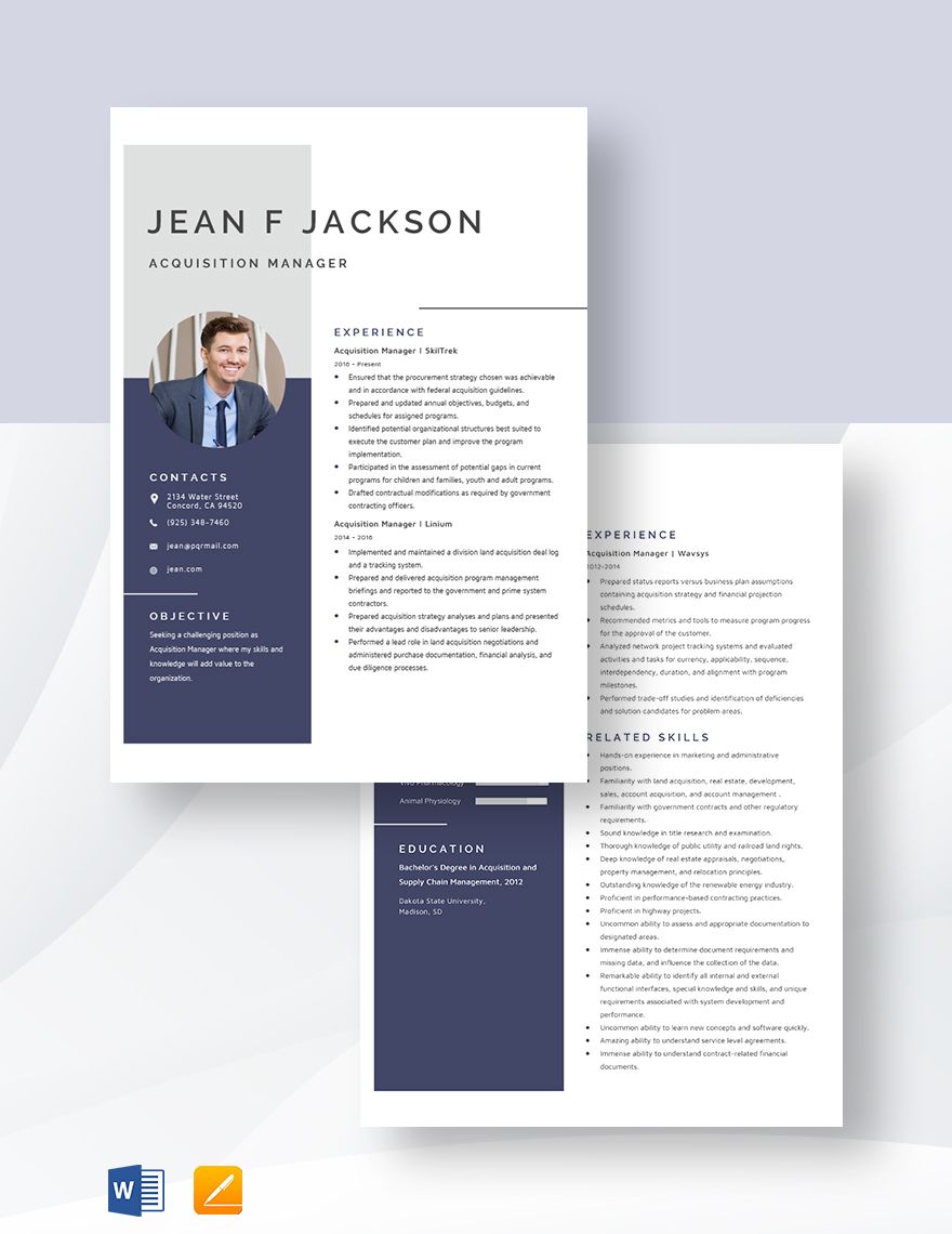 Acquisition Manager Resume