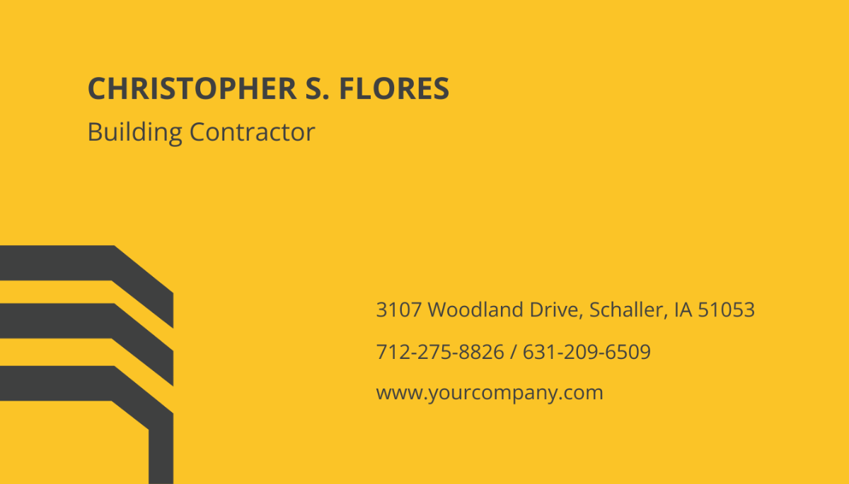 Free General Building Contractor Business Card Template