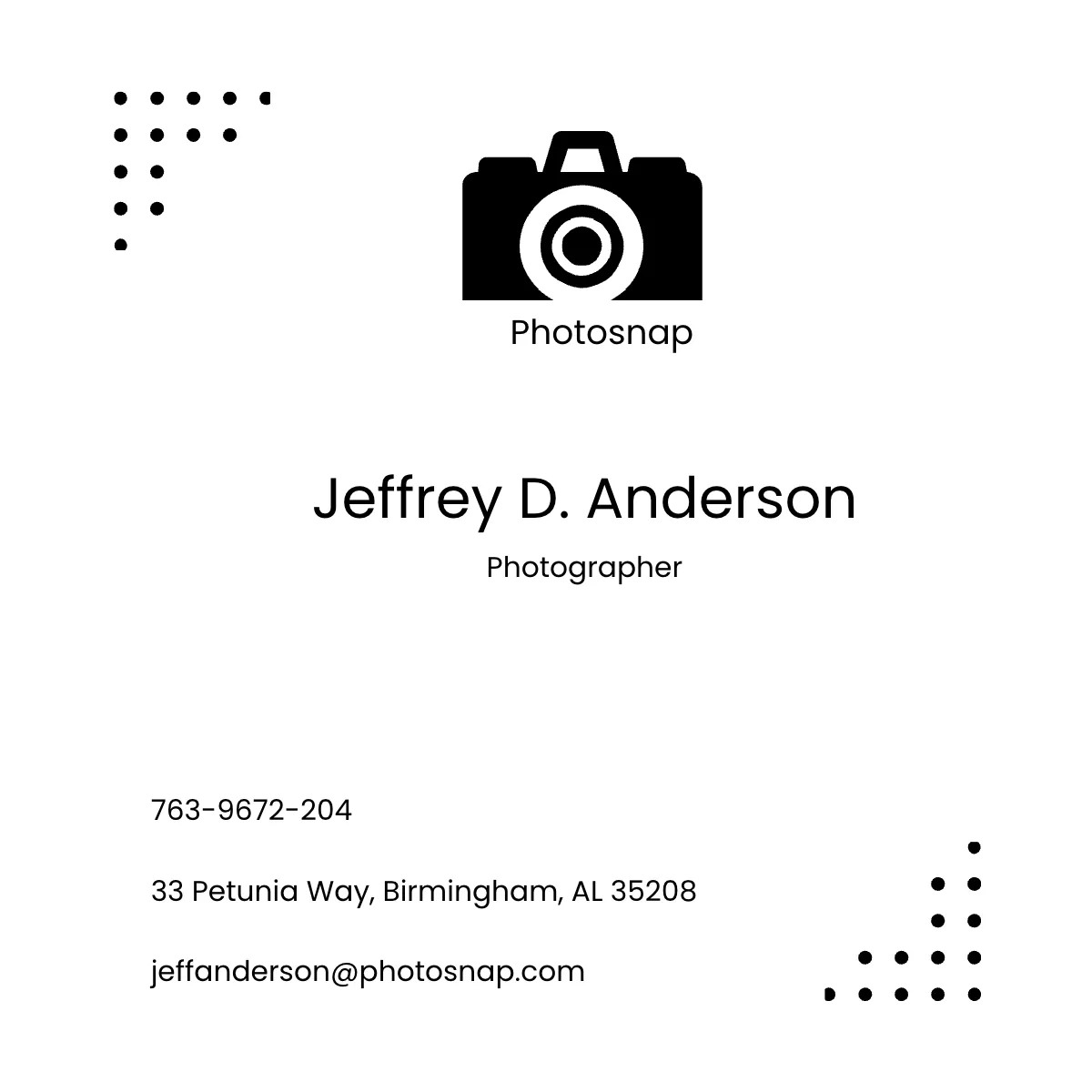 Free Photo-snap Business Card Square Template to Edit Online