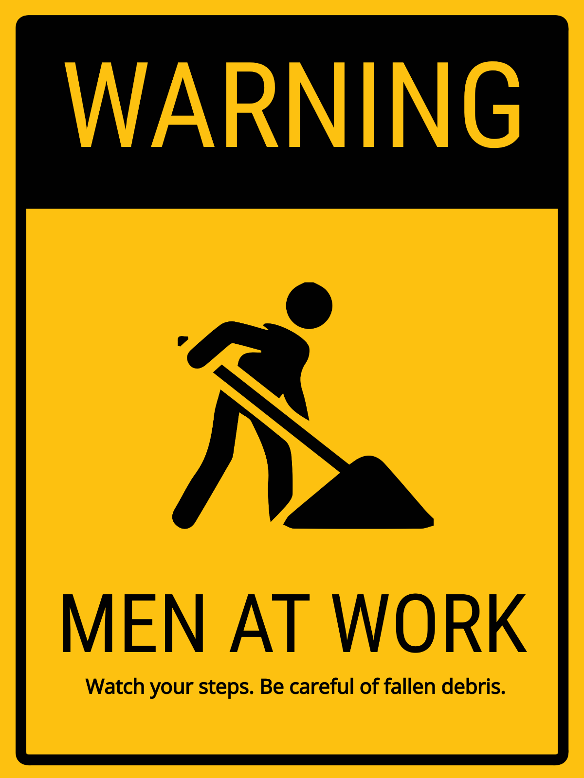 Warning Men at Work Sign Template