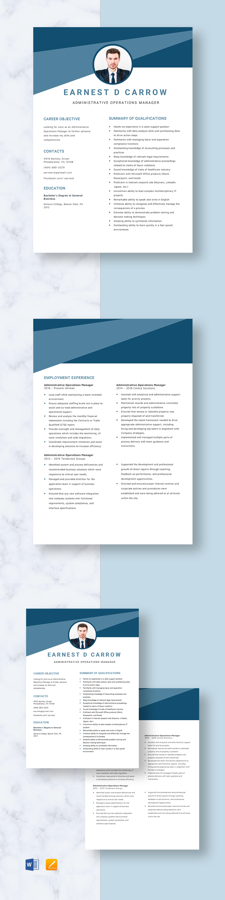 Free Administrative Operations Manager Resume Template