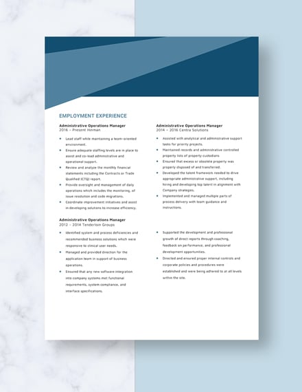 Administrative Operations Manager Resume Template
