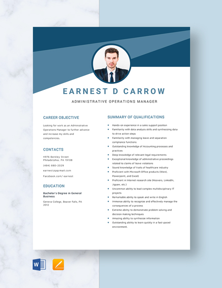 Administrative Operations Manager Resume