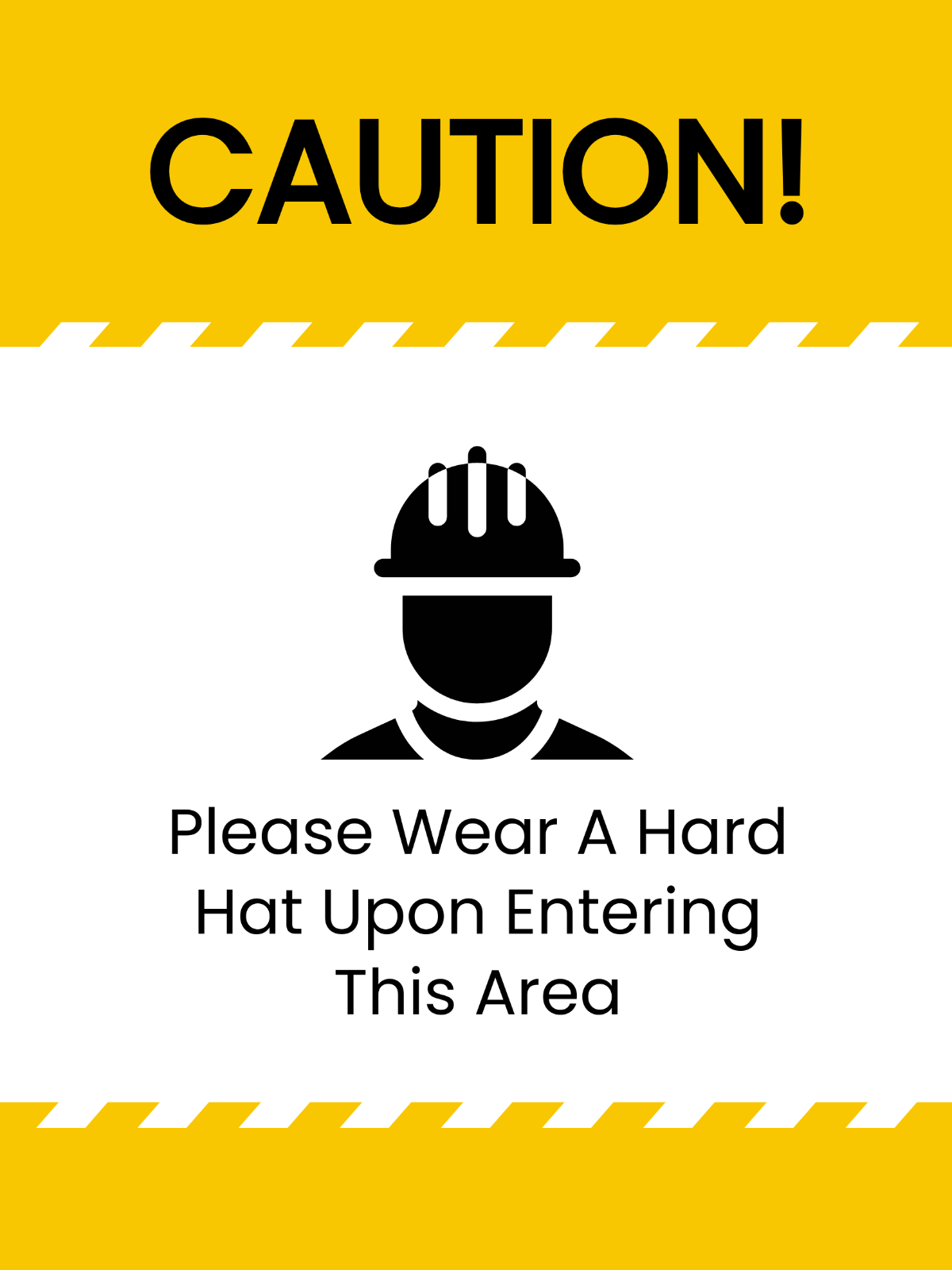 Caution - Hard Hats Required In This Area Sign Template