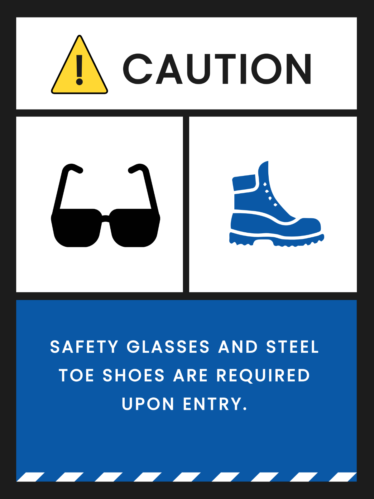 Safety Glasses and Shoes Required Sign Template