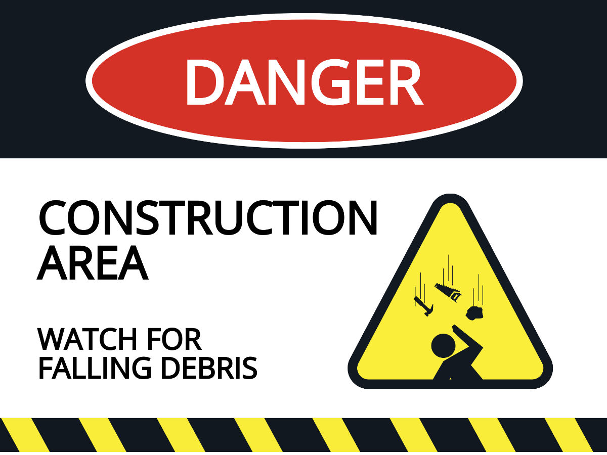 Danger - Falling Material Sign Template