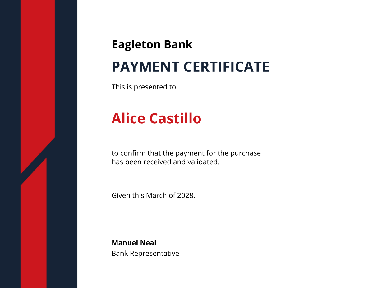Payment Certificate