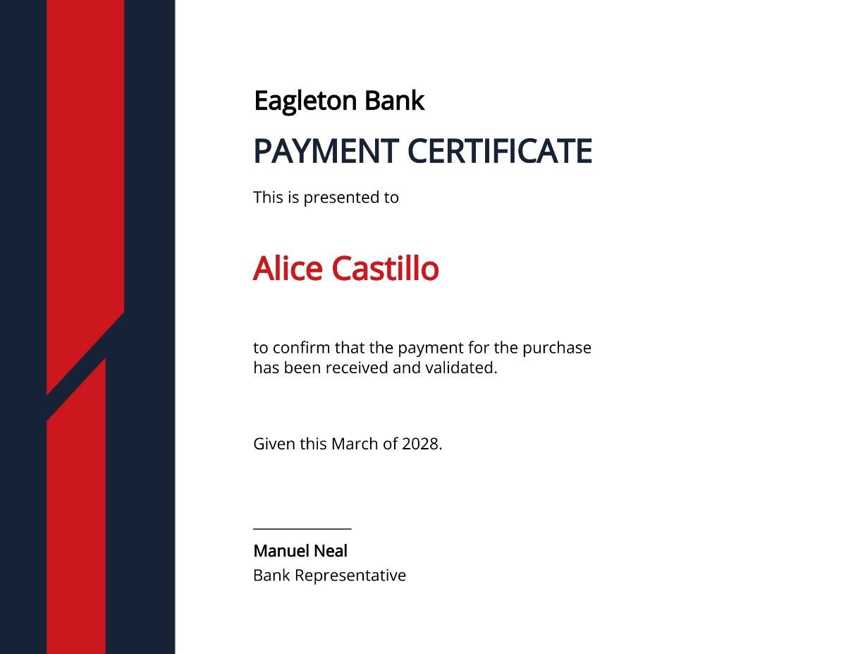 Free Payment Certificate