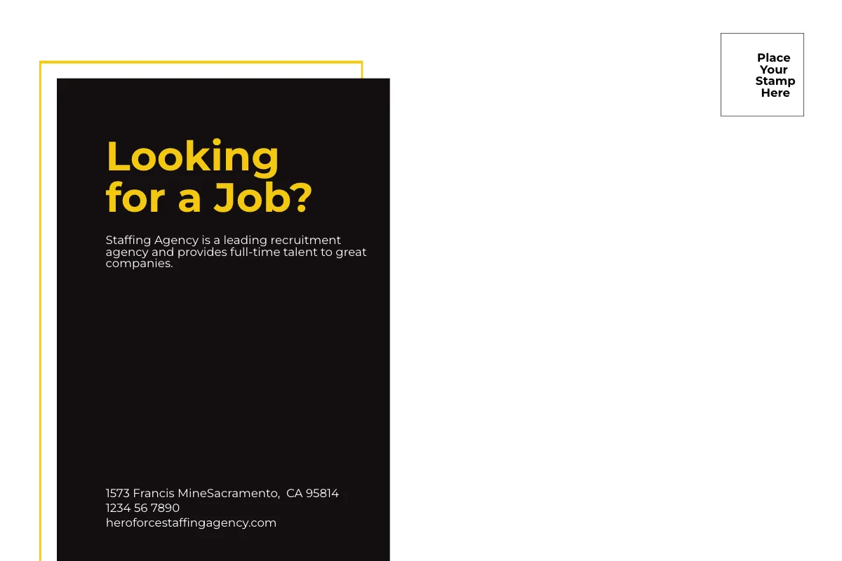 Free Staffing Agency Postcard Template to Edit Online