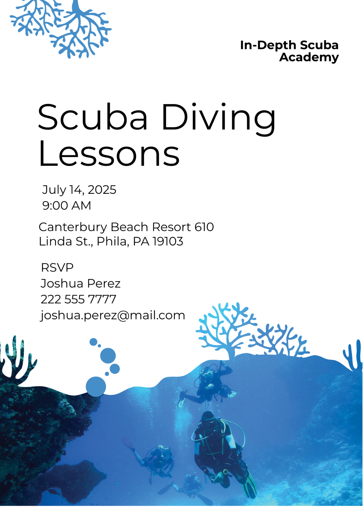 Scuba Diving School Invitation