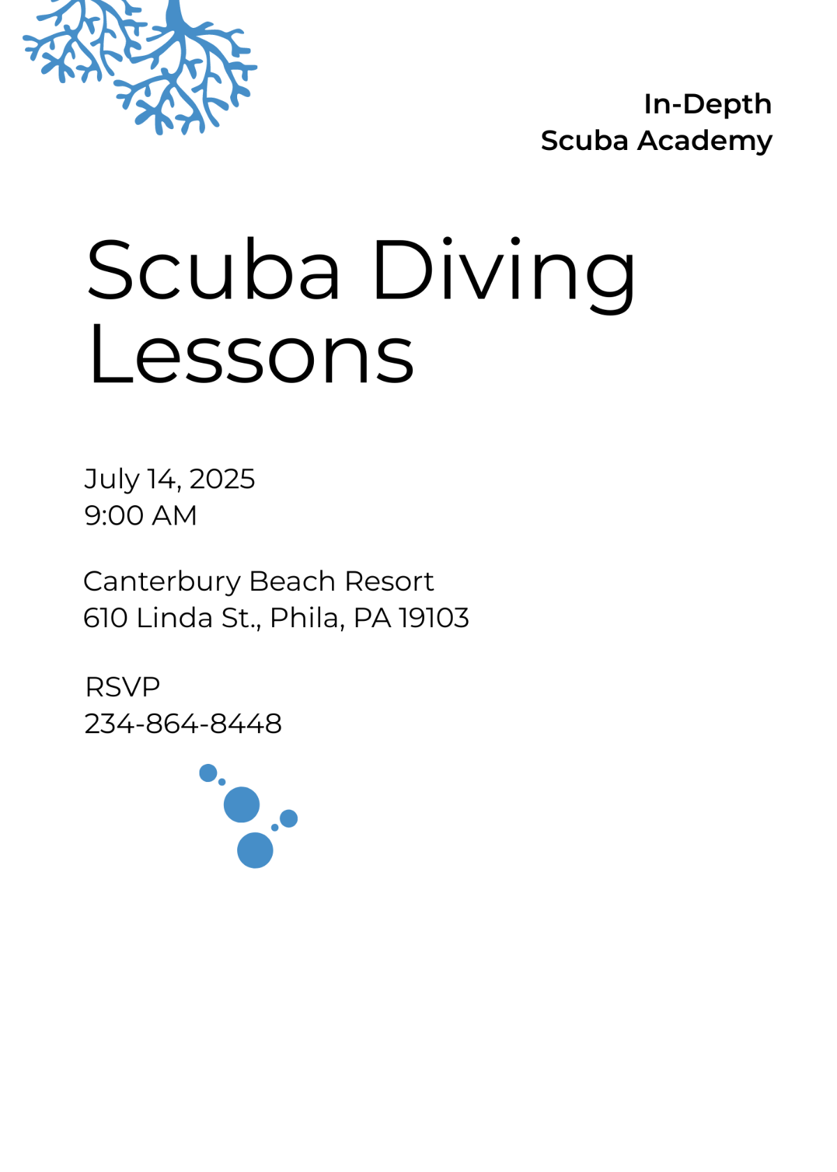 Scuba Diving School Invitation Template