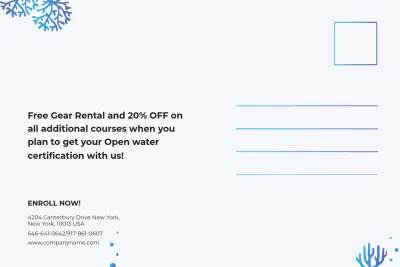 Free Scuba Diving School Postcard Template to Edit Online