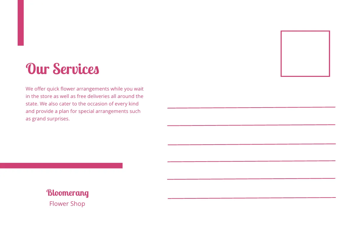 Free Flower Shop Post Card Template to Edit Online