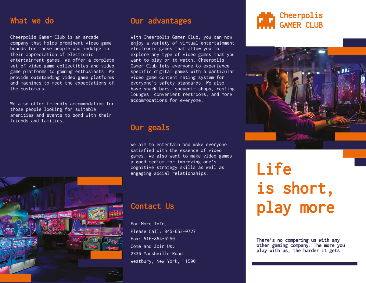 Free Gaming Company Tri-Fold Brochure Template