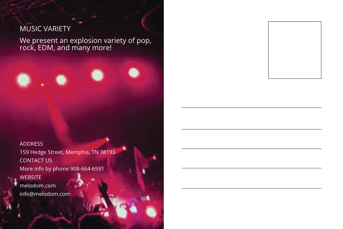 Free Music Festival Postcard Template to Edit Online