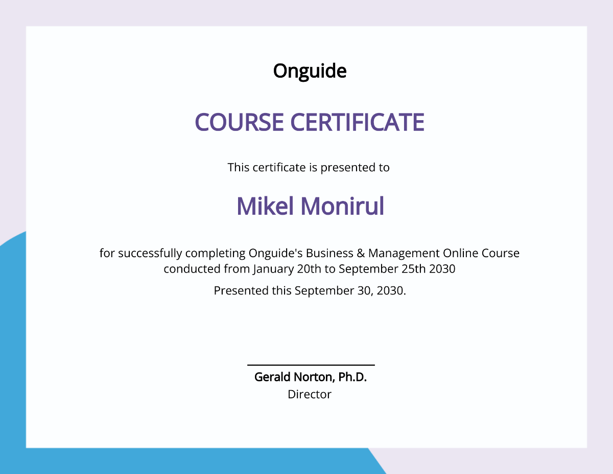 FREE Course Certificate Template - Download in Word, Google Docs