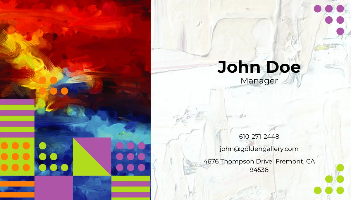 Free Photo Art Gallery Business Card Template to Edit Online