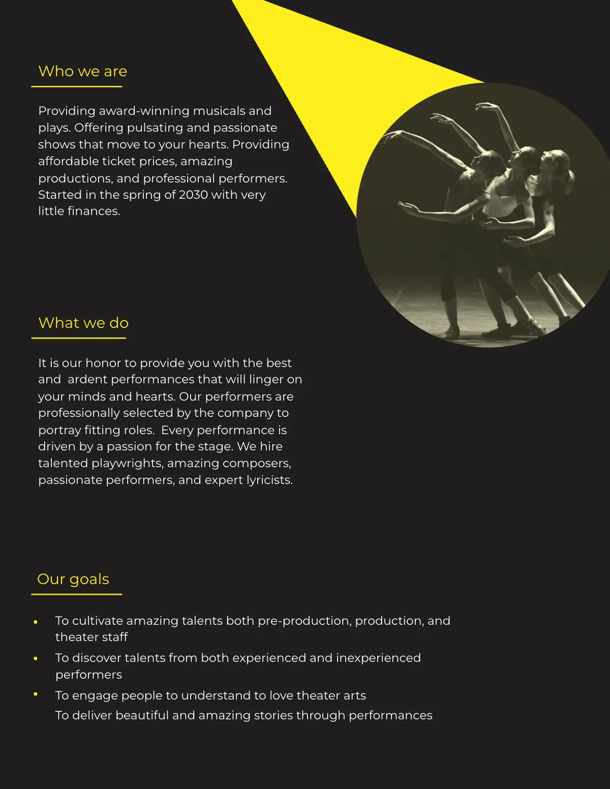 Free Theater Company Pamphlet Template to Edit Online