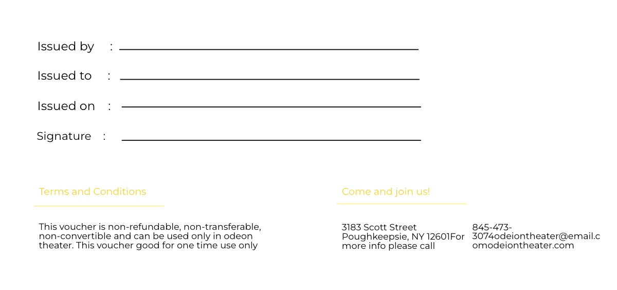 Free Theater Company Voucher Template to Edit Online