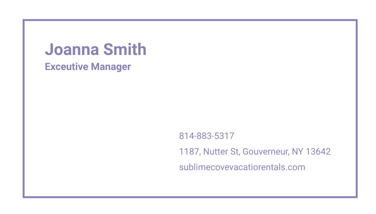 Vacation Rental Business Card