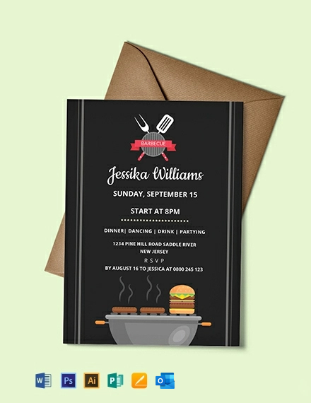 Barbecue Party Invitation Template - Illustrator, Word, Outlook, Apple ...
