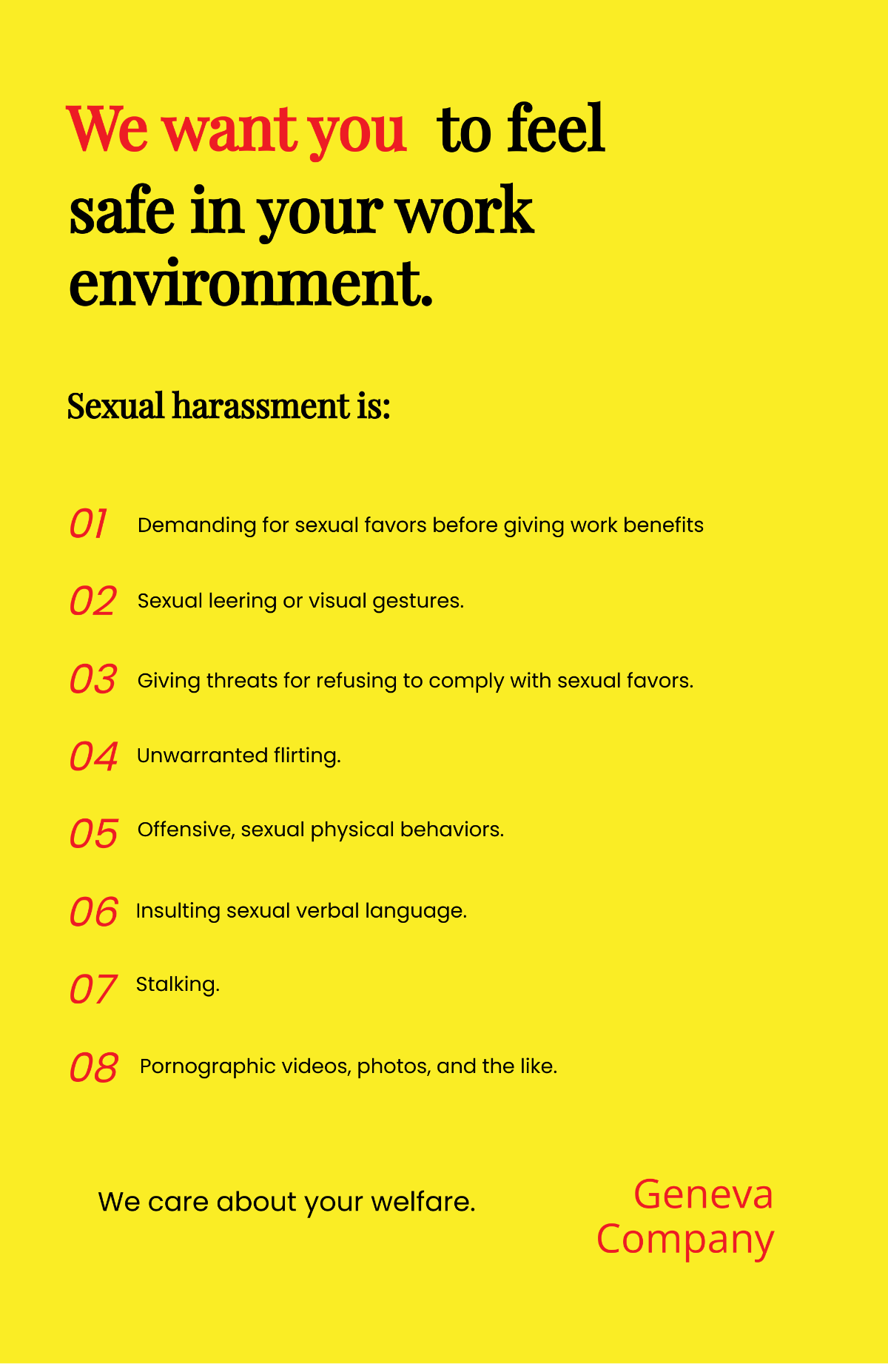 Free POSH (prevention of sexual harassment) Poster Template