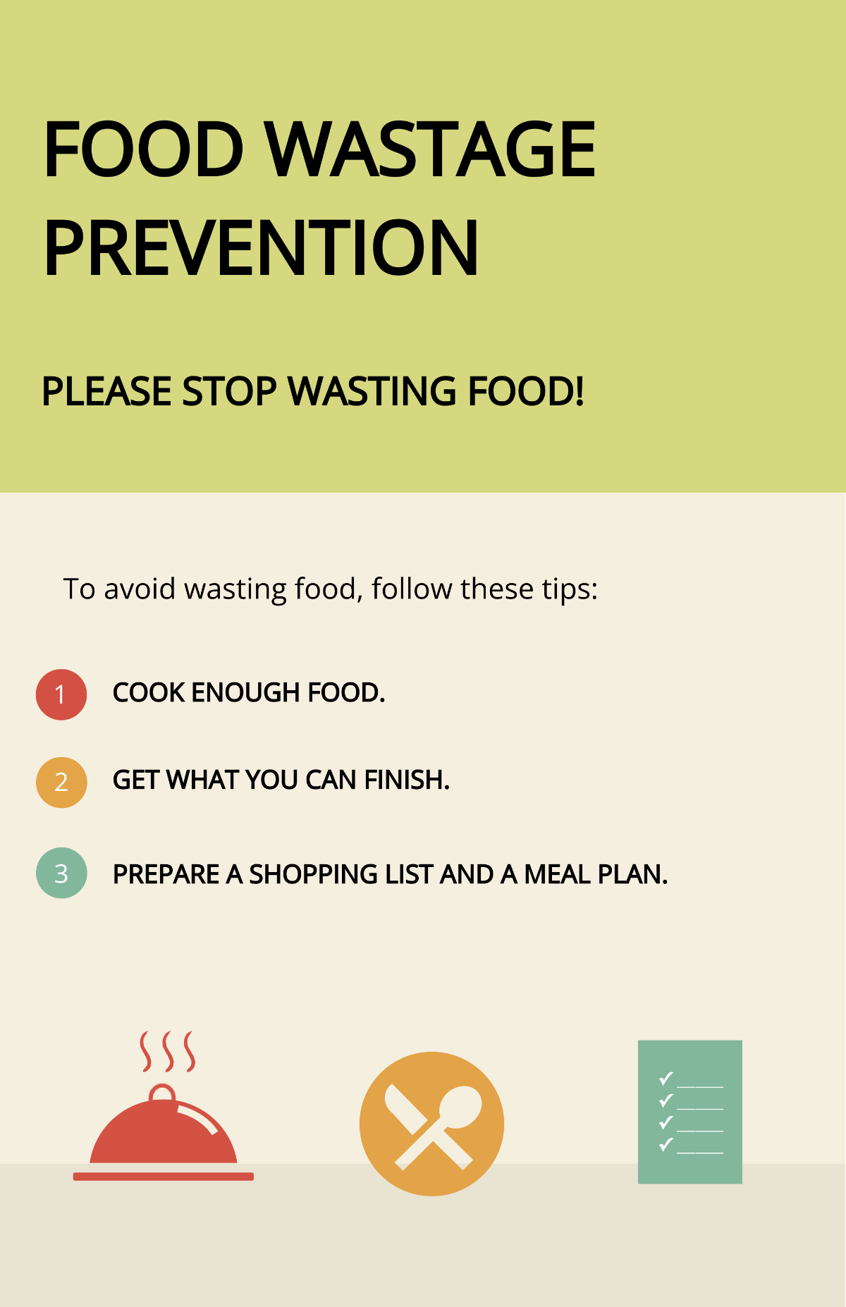 Free Prevention of Food Wastage Poster Template