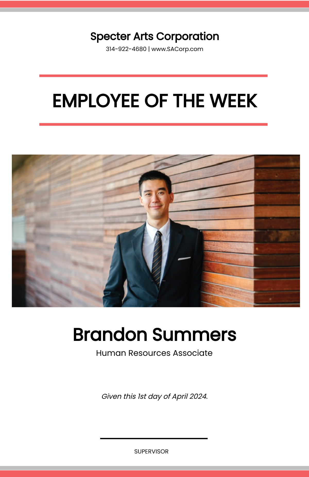 Free Best Employee of the Week Poster Template