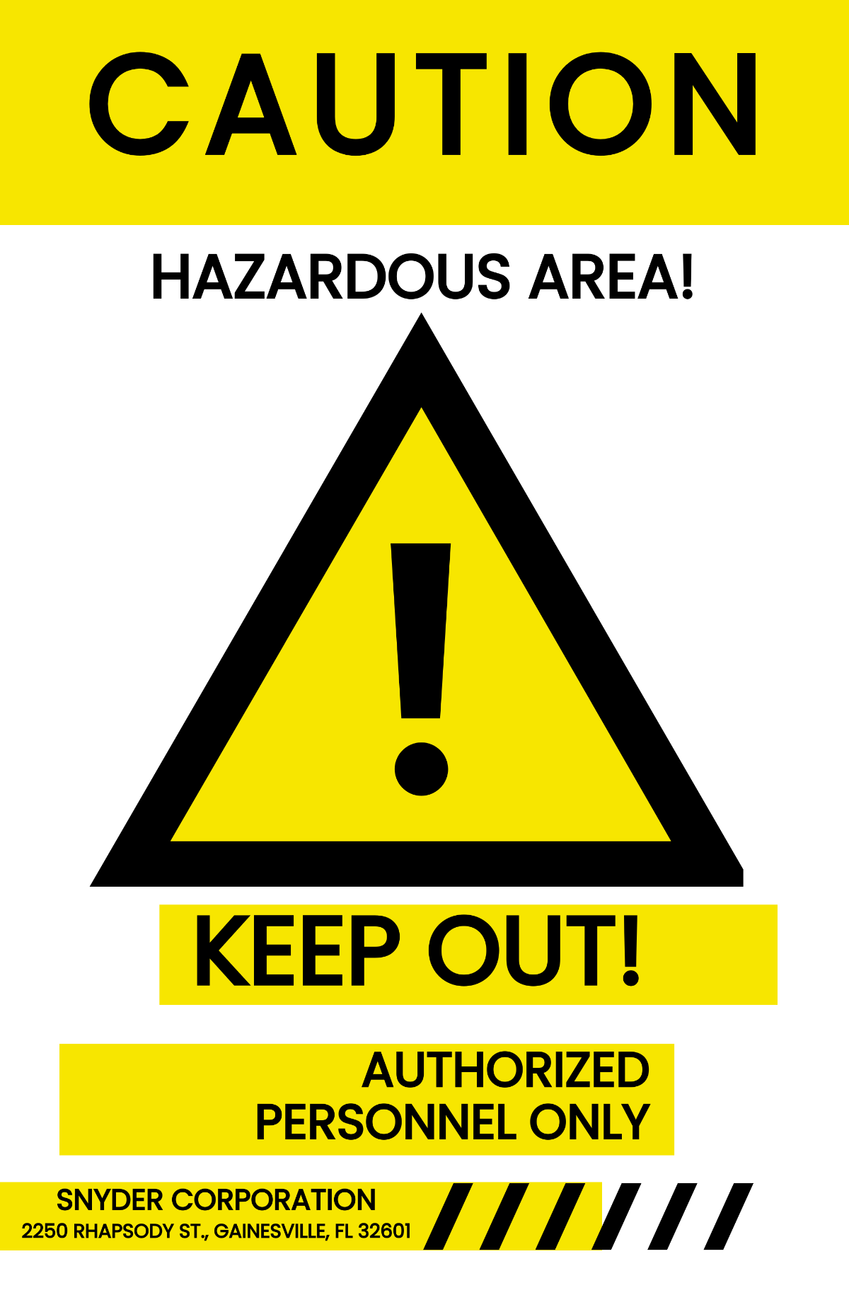 Hazardous Area Poster Template