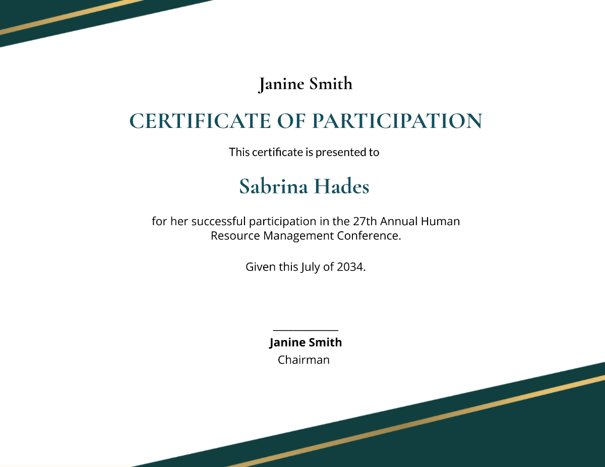 Sample HR Certificate