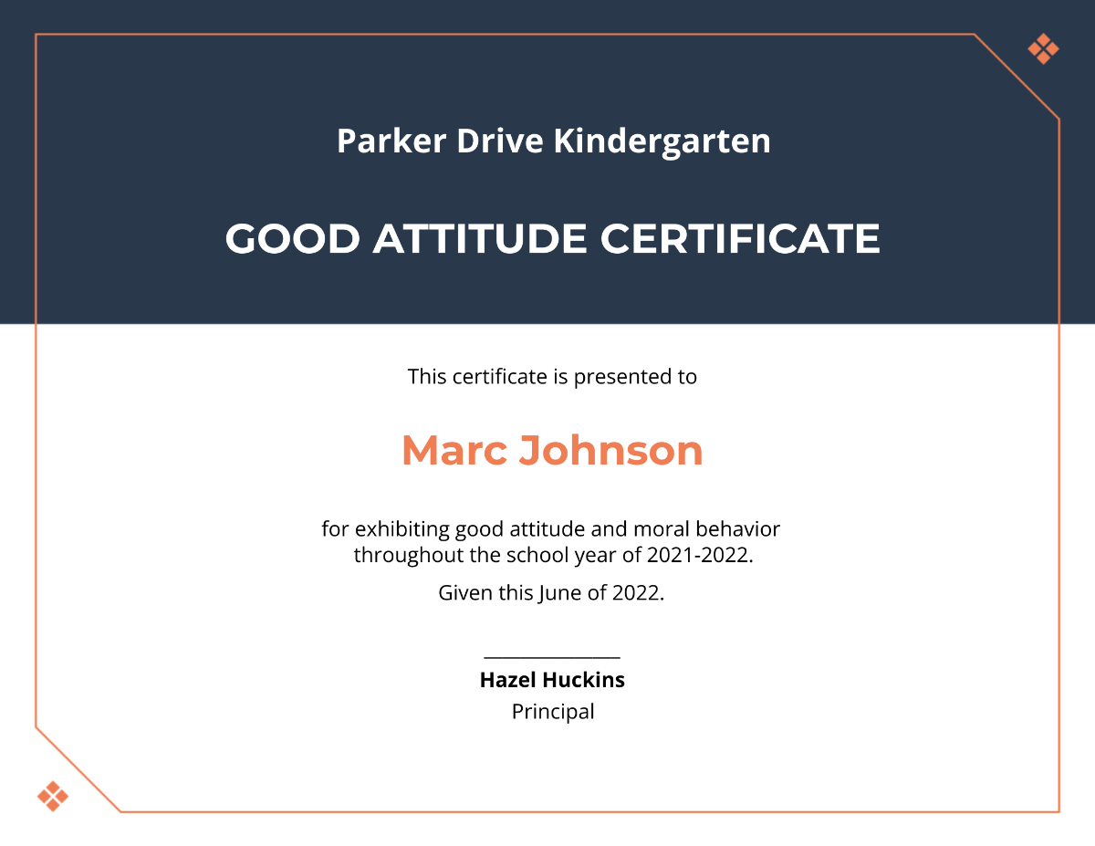 Good Attitude Certificate