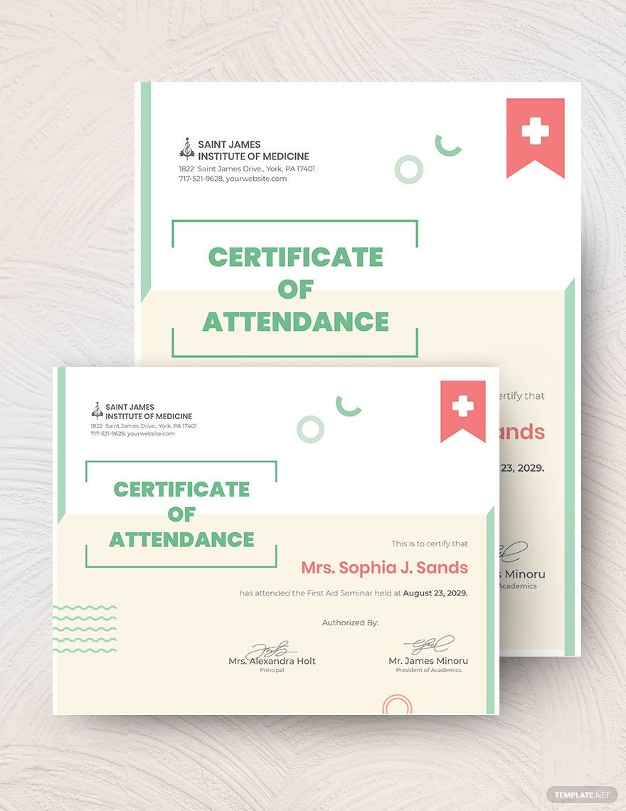 Attendance Certificate Template For Schools
