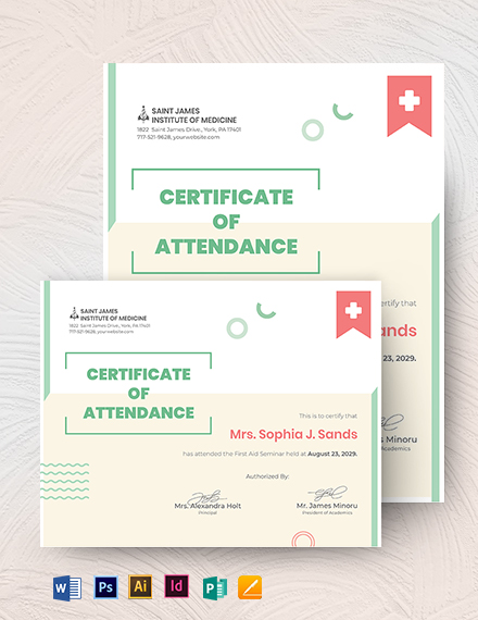 attendance certificate template for schools