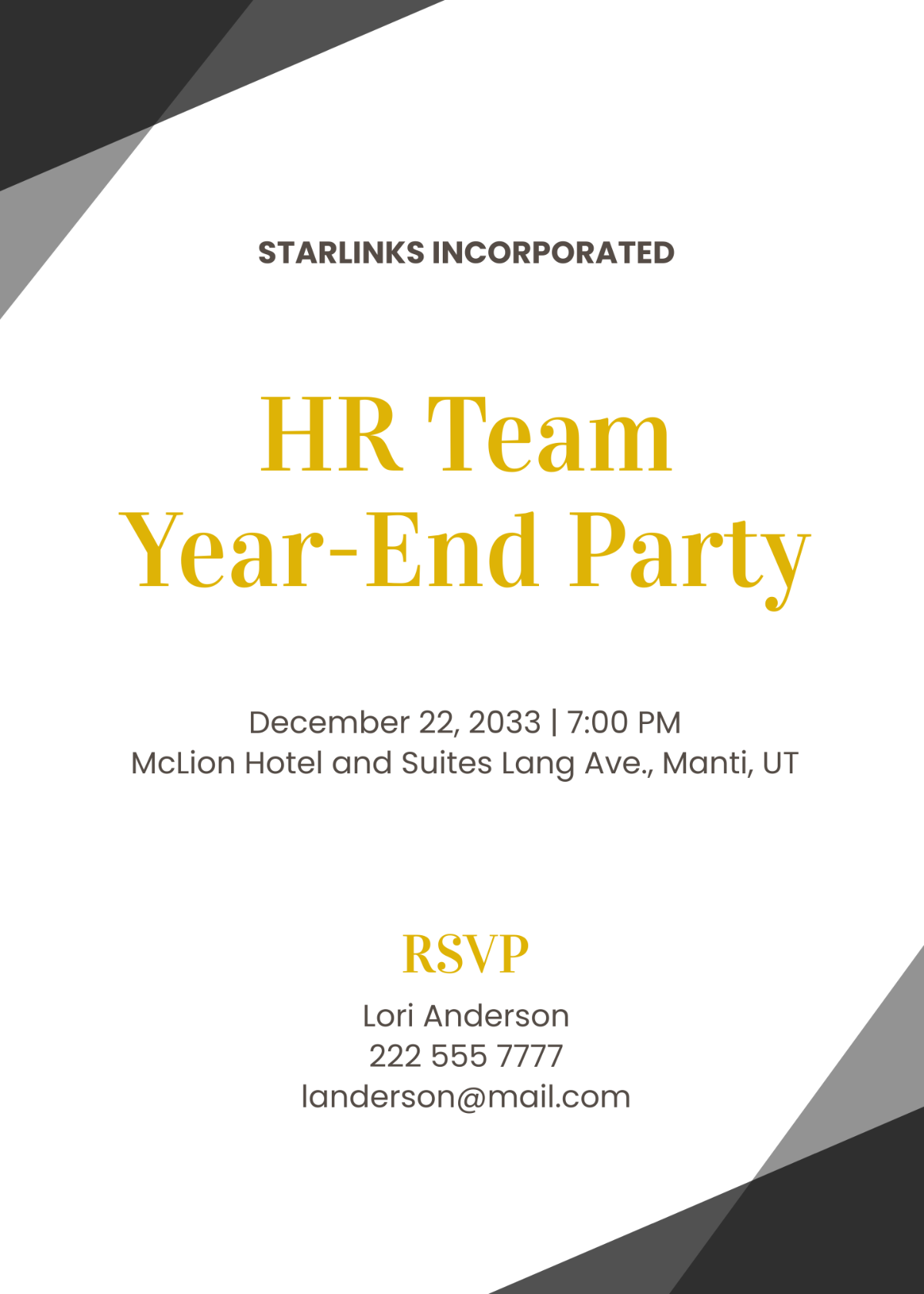 Elegant HR Invitation Template - Edit Online & Download