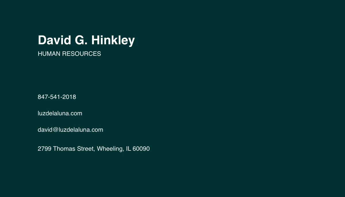 Free Sample HR Business Card Template to Edit Online