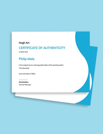 Authenticity Certificate Painting Template - Word (DOC) | Template.net