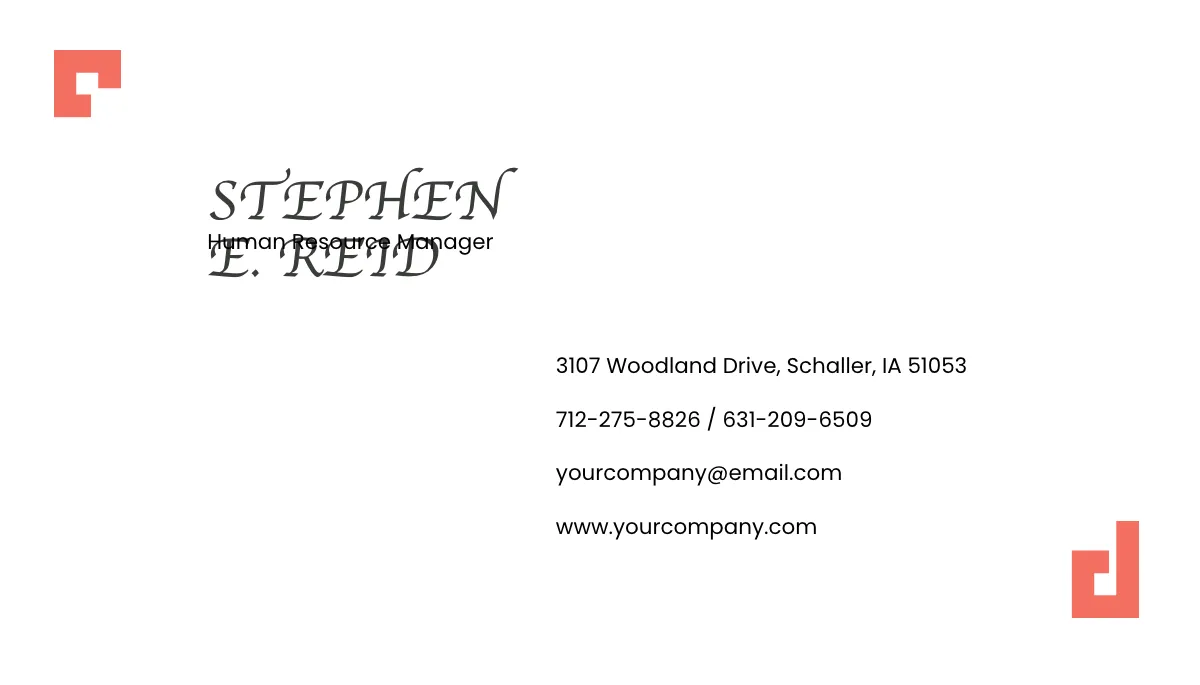 Free Professional HR Business Card Template to Edit Online