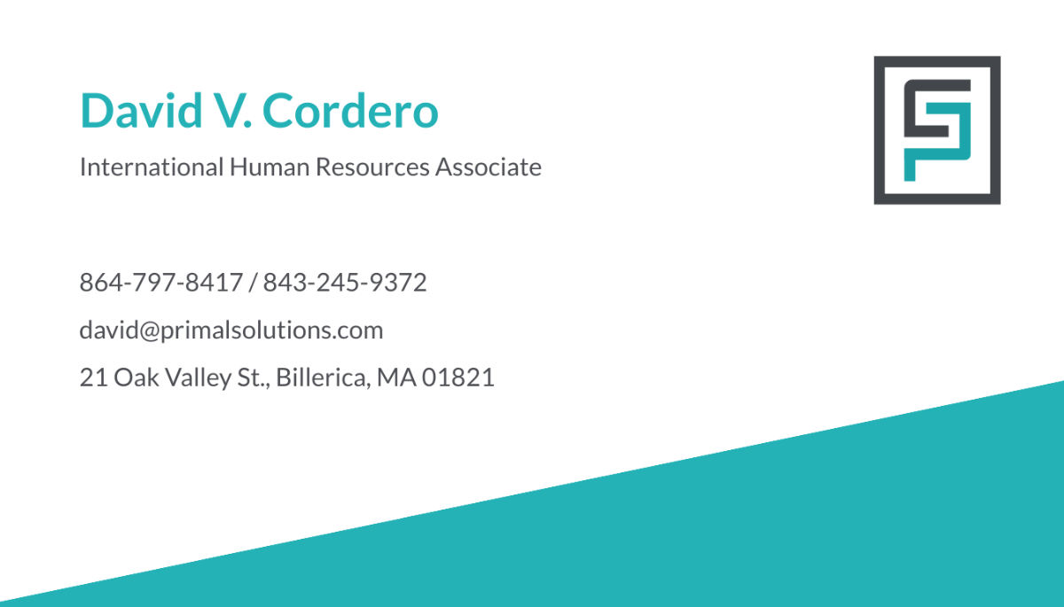 Free HR Manager Business Card Template