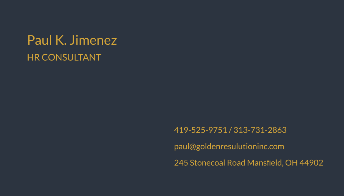 HR Consultant Business Card Template