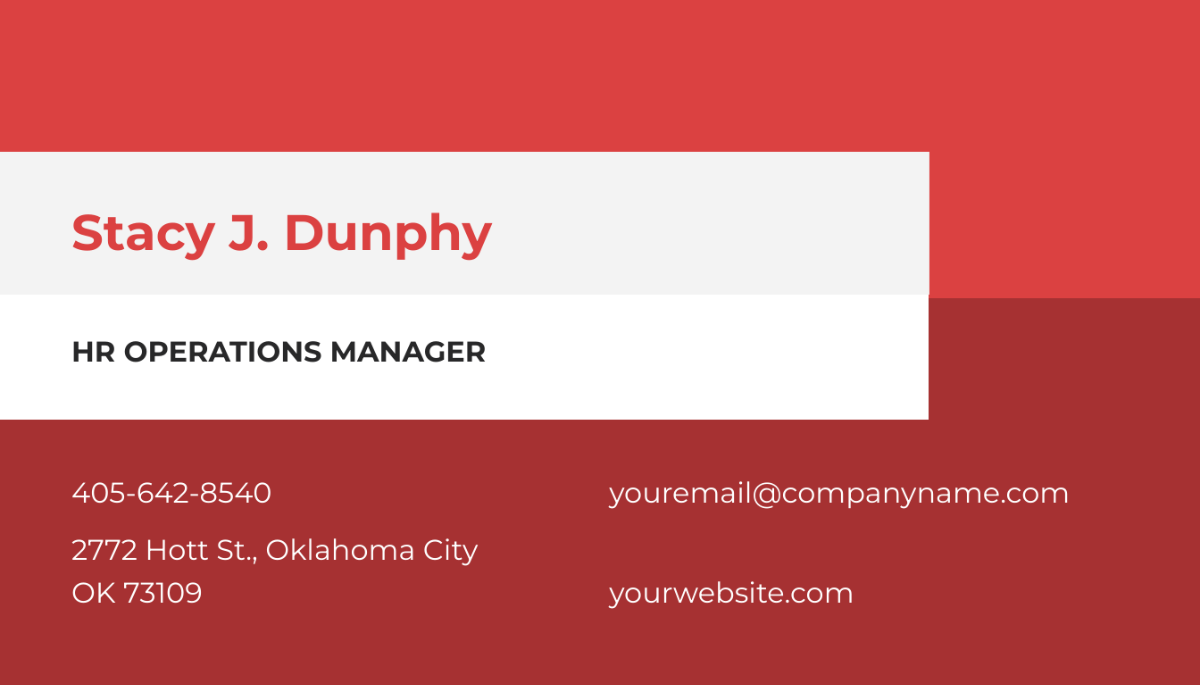 Free HR Operations Business Card Template