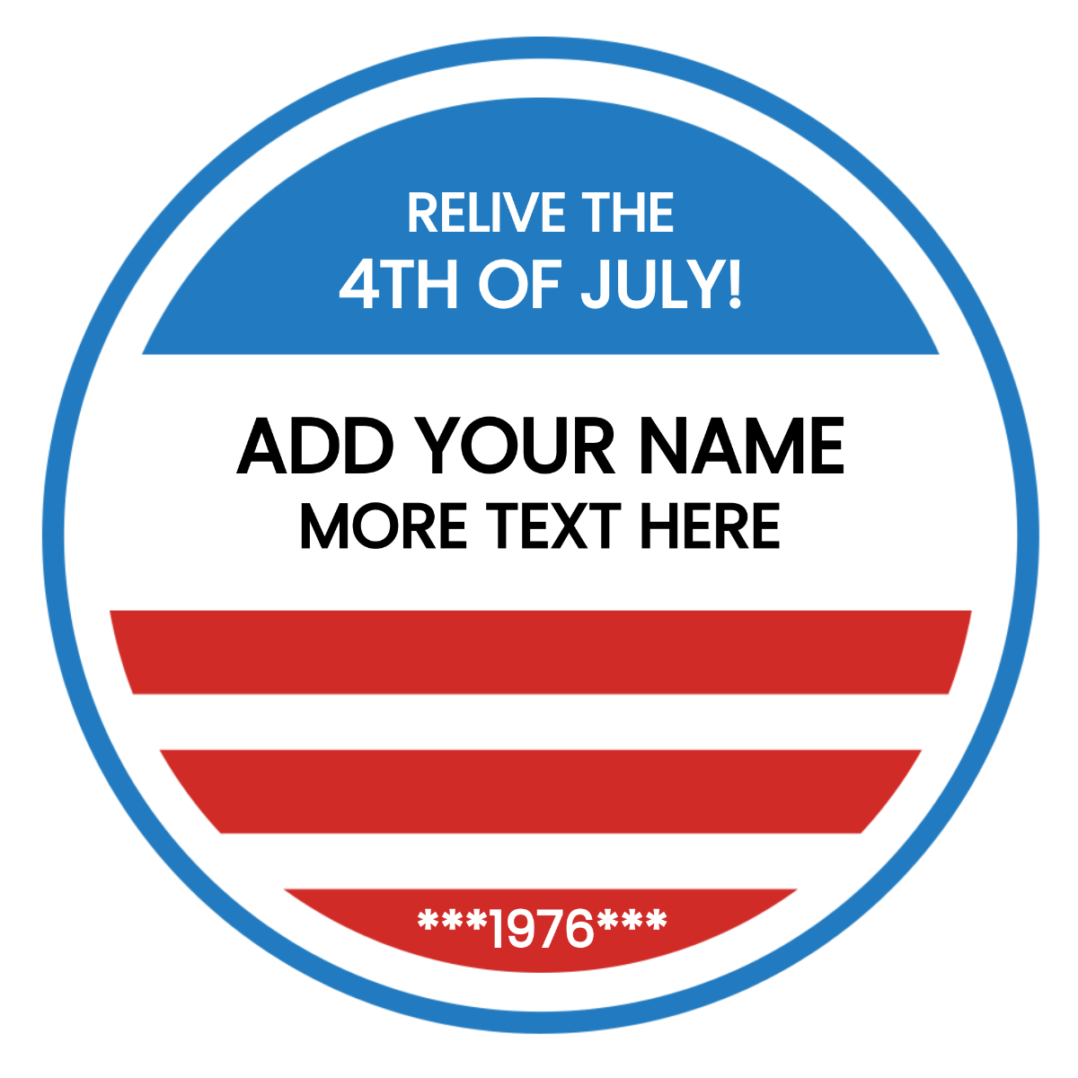 July 4th Badge (Round Shape) Template