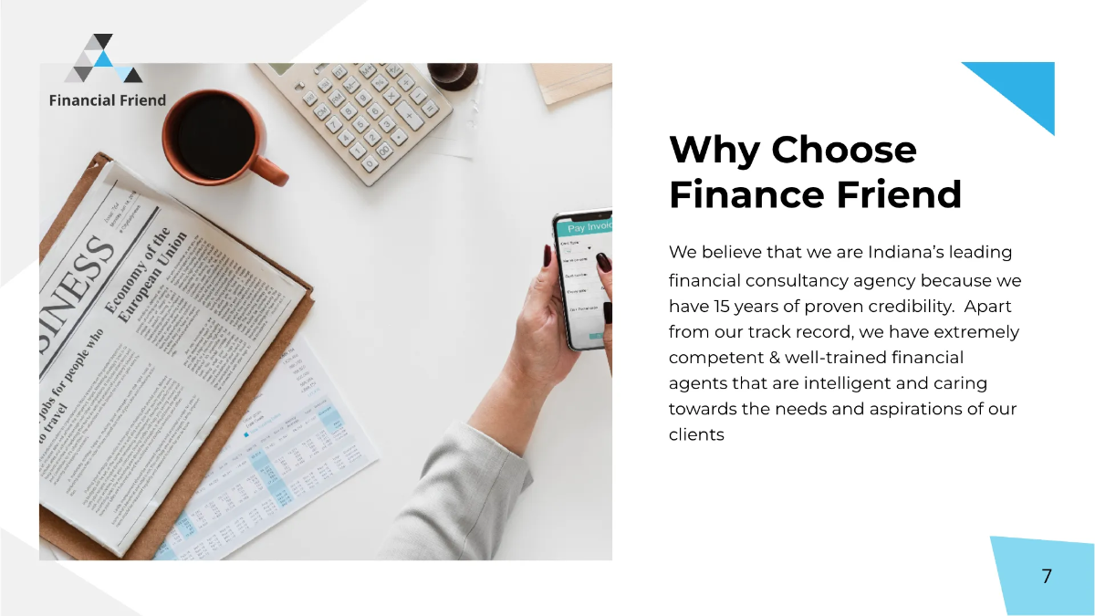 Free Finance Consultant Presentation Template to Edit Online