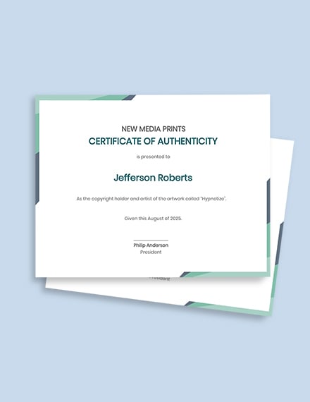 printable certificate of authenticity art template