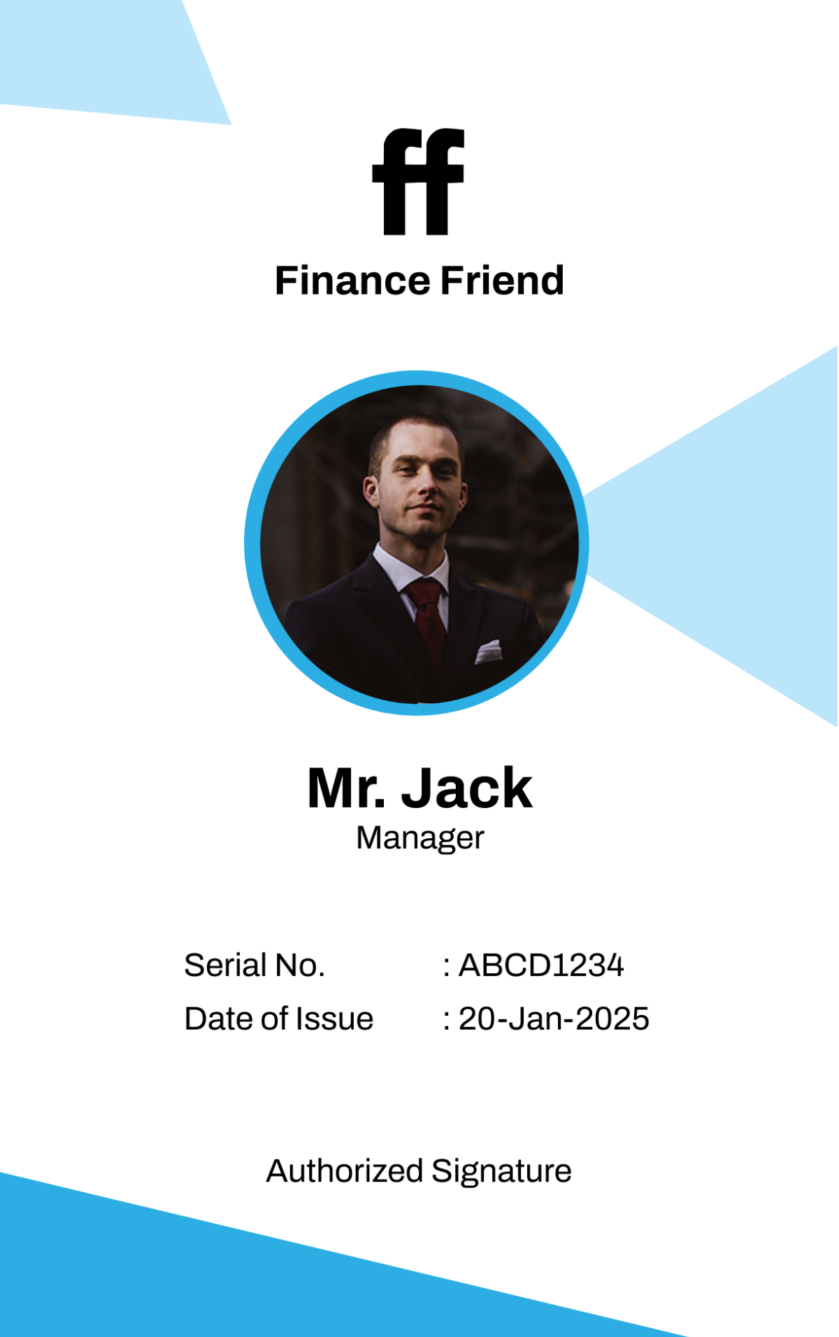 Finance Consultant ID Card
