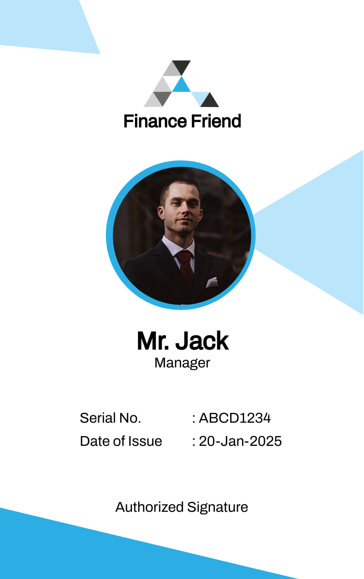 Finance Consultant ID Card Template