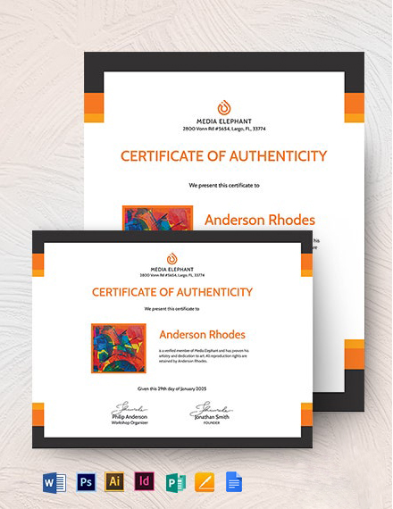 Certificate Of Authenticity Template Google Docs
