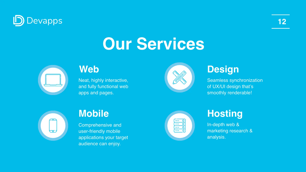 Free Web and Mobile App Development Services Presentation Template to Edit Online