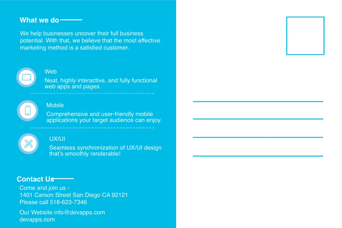 Free Web and Mobile App Development Services Postcard Template to Edit Online