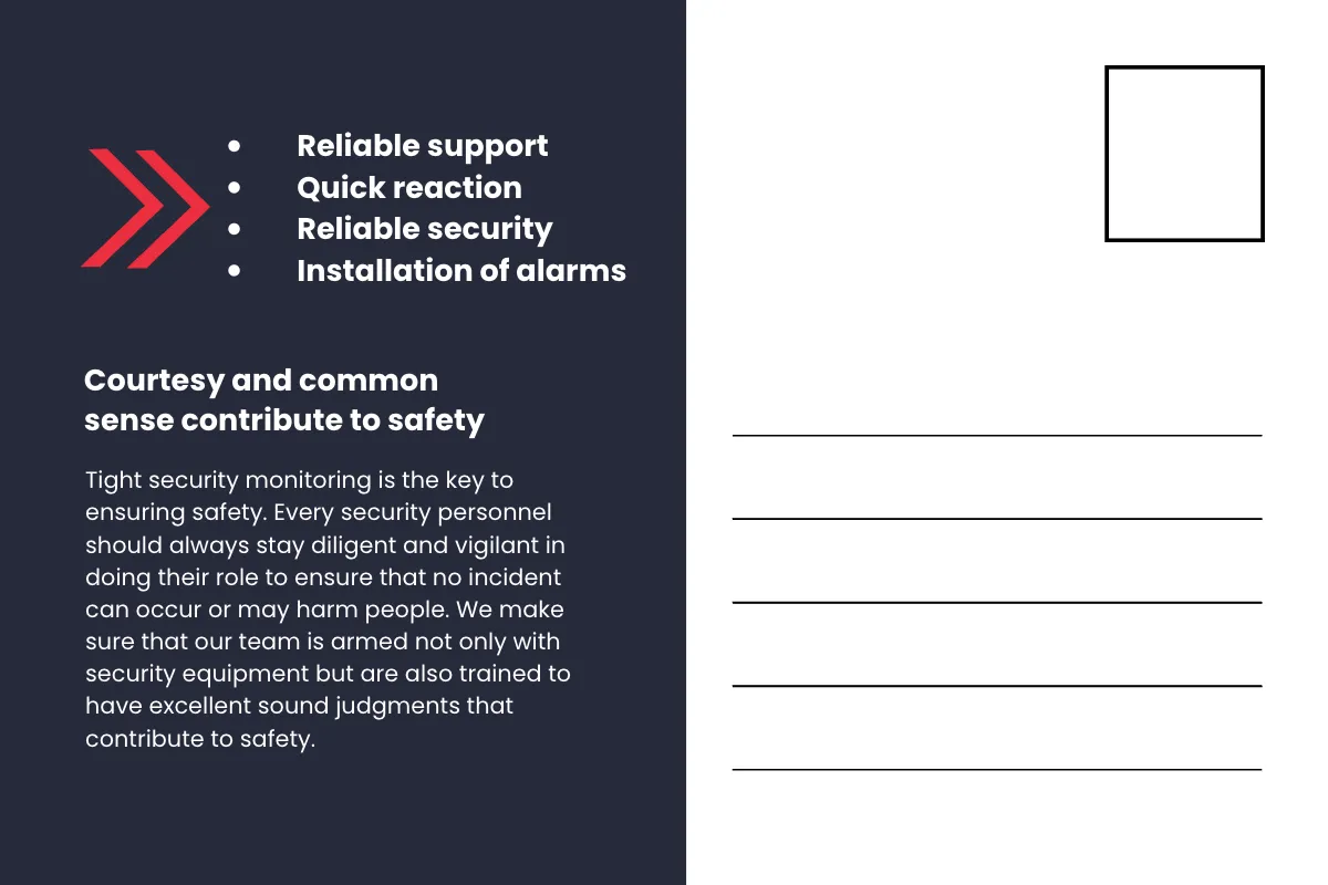 Free Security Guard Services Postcard Template to Edit Online